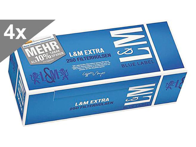L&M Extra Blue Label 250 Hülsen, 4er Gebinde